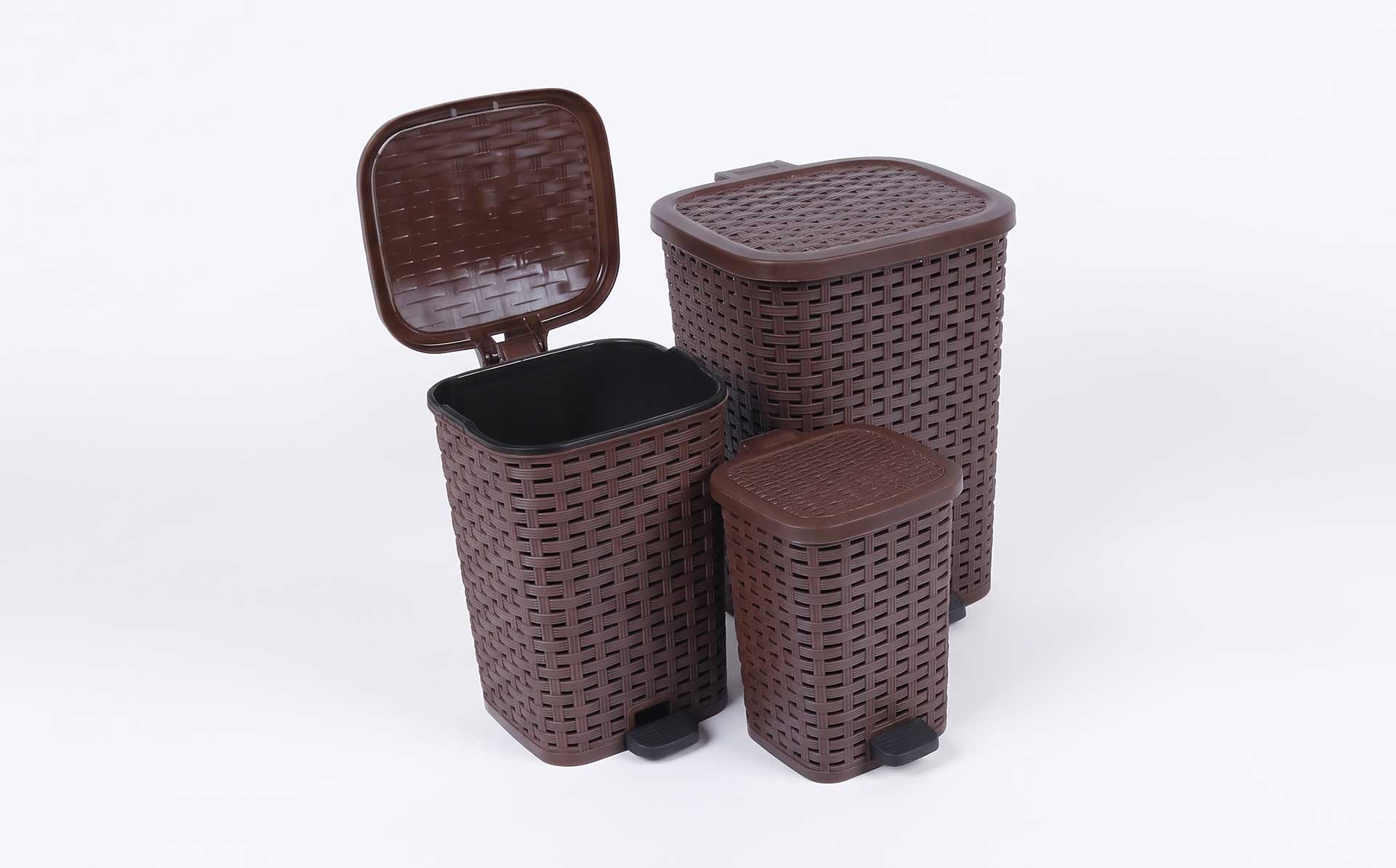 Rattan-Weave Design Multi-Size Household Pedal Trash Can Mold — Product Introduction (Motek Daily Necessities Mold Series)