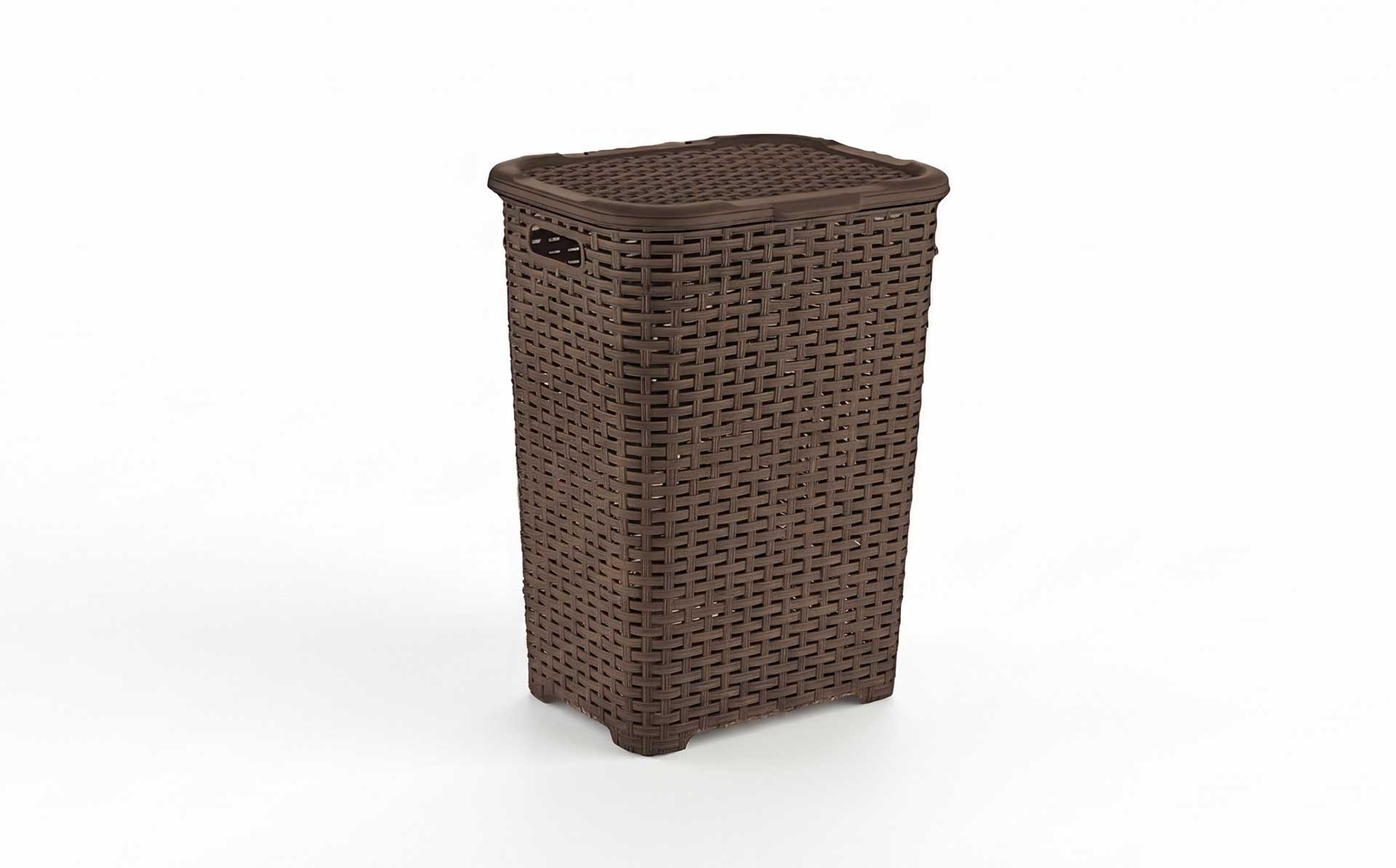 Square Imitation Rattan-Weave Tall Lidded Laundry Basket Mold — Product Introduction (Motek Daily Necessities Mold Series)